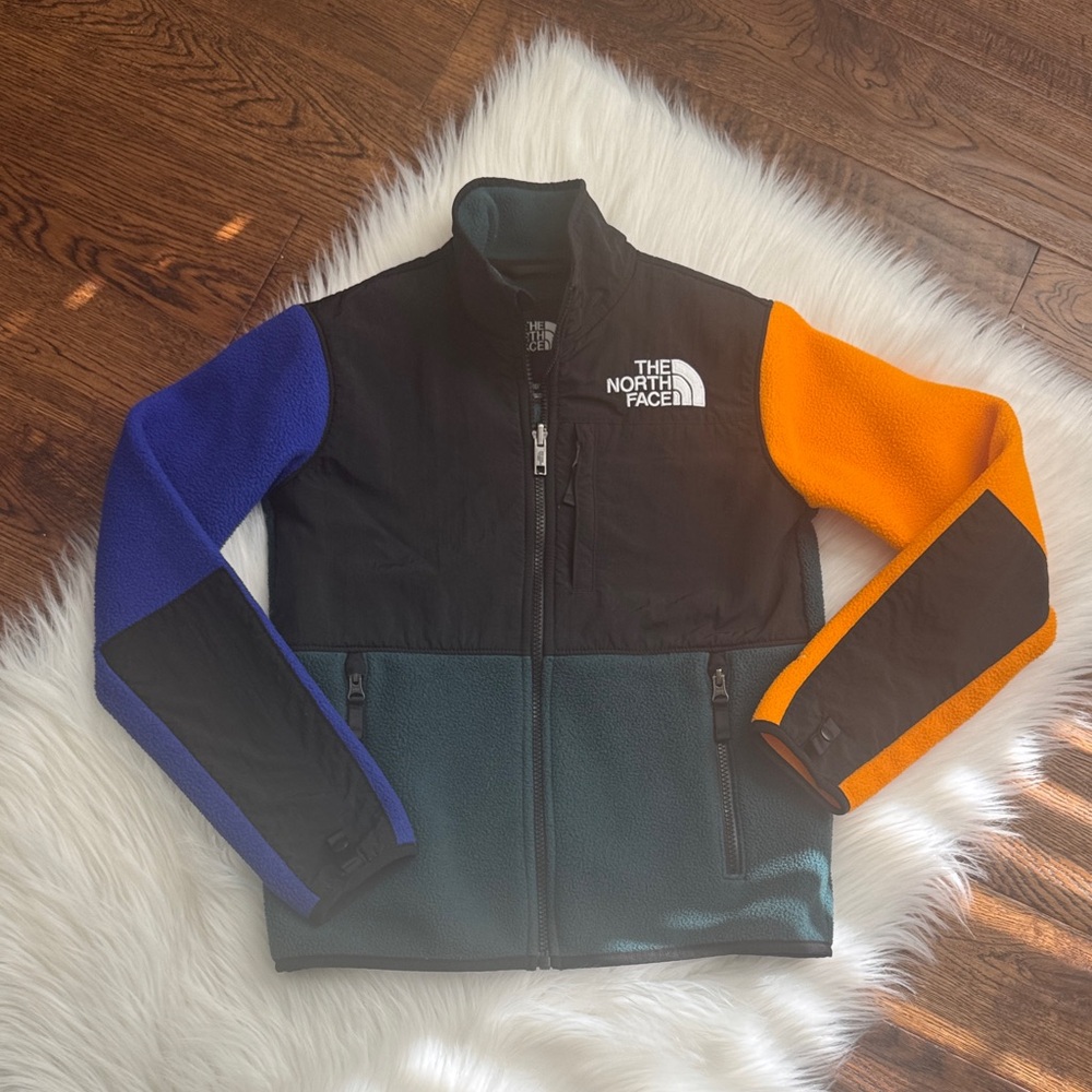 The North Face Kids Black, Blue, Orange, and Green Performance Jacket